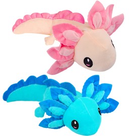 ZEKLZD Axolotl Plush Toy,14" Axolotl Stuffed Animal,Salamander Axolotl Plush Doll Gifts for Boys Girls Birthday Christmas, New Year (Blue+Pink)