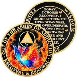 3 Year Butterfly Flame Triangle Sobriety Coin | Striking Silver AA Medallion with Capsule | Anniversary Token for Men & Women in Recovery | Celebrate Key Sobriety Milestones with Symbolic Design