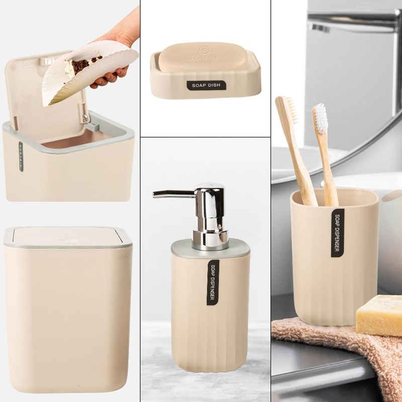 Hosoncovy 4 PCS Bathroom Accessory Set Bathroom Container Set with