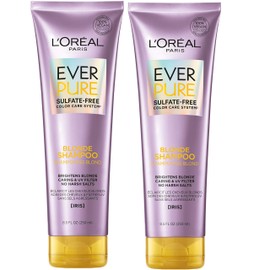 L'Oreal Paris EverPure Blonde Sulfate Free Shampoo for Color-Treated Hair, Neutralizes Brass + Balances, For Blonde Hair, 2 Count (8.5 Fl; Oz each) (Packaging May Vary)