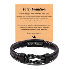 CheersLife Gift for Grandson from Grandma Grandpa, Grandson Bracelet from Grandma To My Grandsons Knot Bracelets Anniversary Birthday Gifts for Him Forever Linked Together