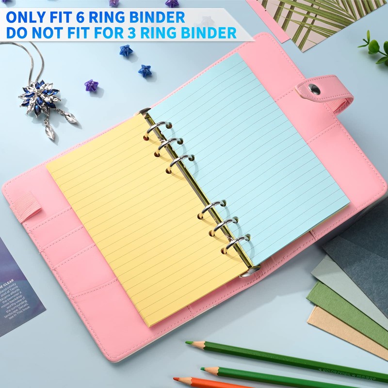 A6 Lined Refill Paper,Colored Pages for A6 Refillable 6-Ring Binder