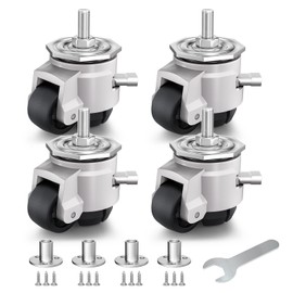 ANDUTEES Leveling Casters Set of 4, Heavy Duty Workbench Stem Caster Wheels with T-Nuts, Adjustable Retractable Industrial Castors,for Machine, Equipment Load 2200 Lbs (Stem Size 1/2" and M12)