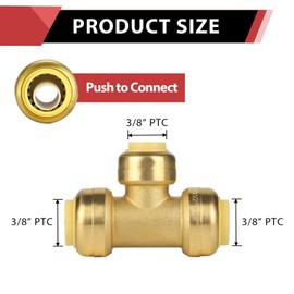 (Pack of 5) EFIELD 3/8 Inch Tee Push-Fit Fitting to Connect Pex, Copper, CPVC With Disconnect Clip