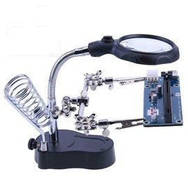 Adjustable Helping Hand with Magnifying Glass, 3.5X/12X Magnifying Glass Soldering with Clamp and Alligator Clips Desktop Magnifer Stand for Craft Carving Jewelry (Modern)
