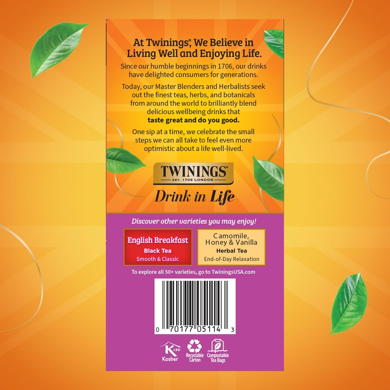 Twinings Darjeeling Black Tea Individually Wrapped Bags, 50 Count (Pack