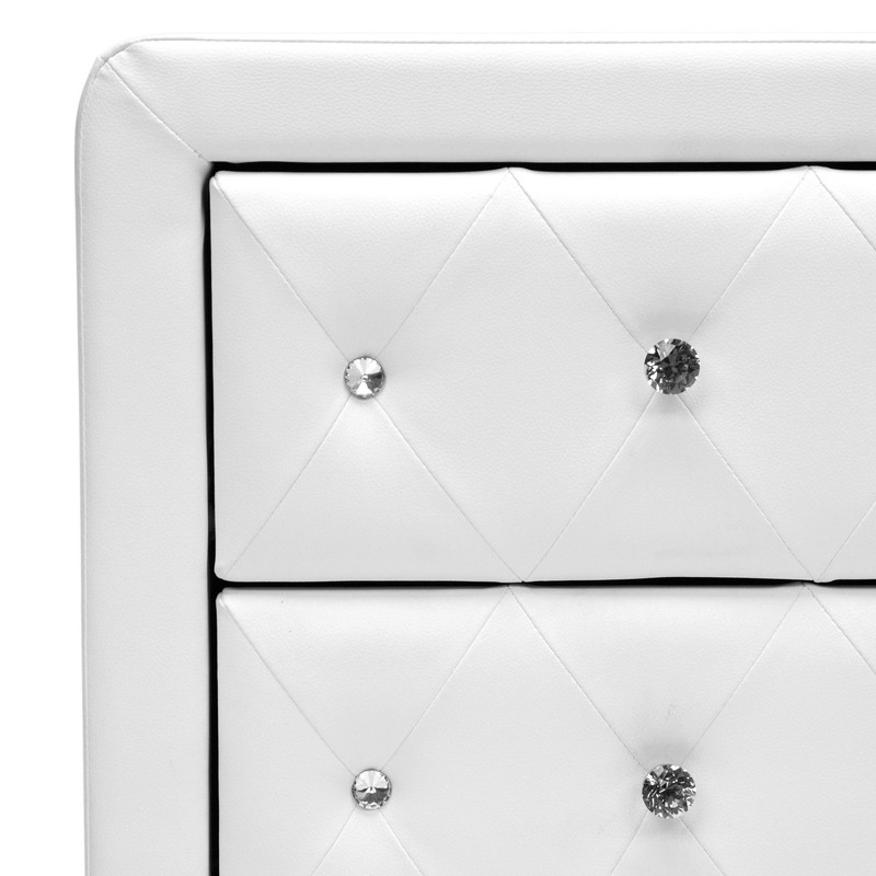 Baxton Studio Stella Crystal Tufted Upholstered Modern Nightstand, White