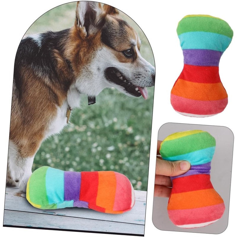 2Pcs Dog Plush Vocal Toy, Bone Shape, Pet Chewing Tools
