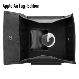 Jaimie Jacobs Flap Boy XL AirTag Edition with Engraving Magic Wallet with Coin Compartment Leather, Buffalo Leather Black, Modern