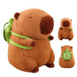 EWRGIJ Capybara Plush, 25CM/9.84 INCH Cute Plush Cartoon Rodent Toy Stuffed Animal Realistic Doll Toy Hugging Pillow Plushie Pillow for Boys Girls Valentines Birthday Gift(Backpack)