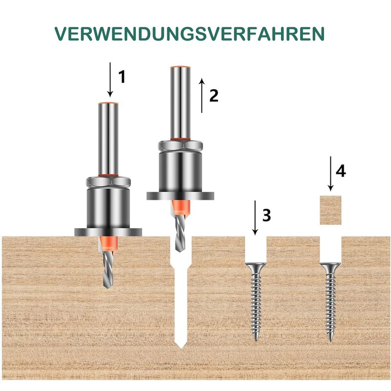 KEWAYO Countersink Drill Wood Set, 8 mm Drill Countersink with