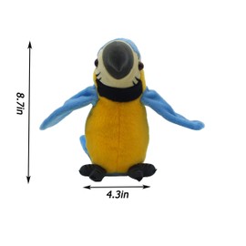 vincilee Talking Parrot Repeats What You Say Talking Bird Plush Animal Toy Electronic Plush Parrot for Boy and Girl Gift,4.3 x 8.7 inches(Blue)
