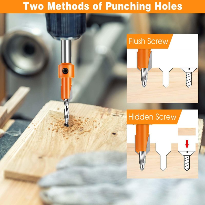 Countersink Drill Bit Set, 16-Piece Countersunk Drill Bit Metal Diameter