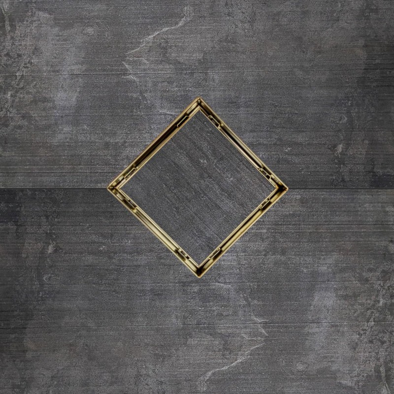 SereneDrains 304 Stainless Steel Tile in Square Brushed Gold Shower