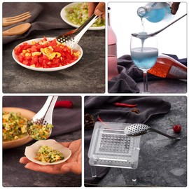 jojofuny 2Pcs Small Slotted Spoons Spherification Spoon Durable Stainless Steel Caviar Spoon Cooking Gadgets Caviar Box Spherification Kit for Soup Cereals Dips Sauces Stews (Silver)