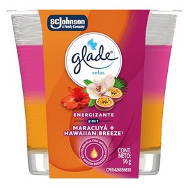 Glade, Vela Aromatizante Continuo, Aroma Maracuya + Hawaian Breeze, 96 g
