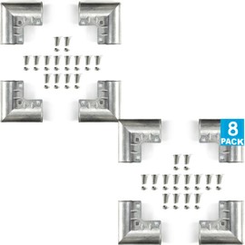 MONTX® Chain Link Fence Gate Corners - 1 3/8” x 1 3/8” Aluminum Gate Elbows Complete with Spare Sets of Steel Nuts and Bolts for Outdoor Diameter Pipe (8 Pack)