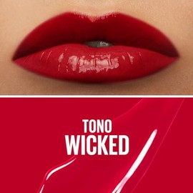 Maybelline Super Stay Vinyl Ink, Labial Líquido de Larga Duración, Efecto Vinilo y Acabado Brillante Instantáneo, Color Intenso por Hasta 16 Horas, Tono Wicked