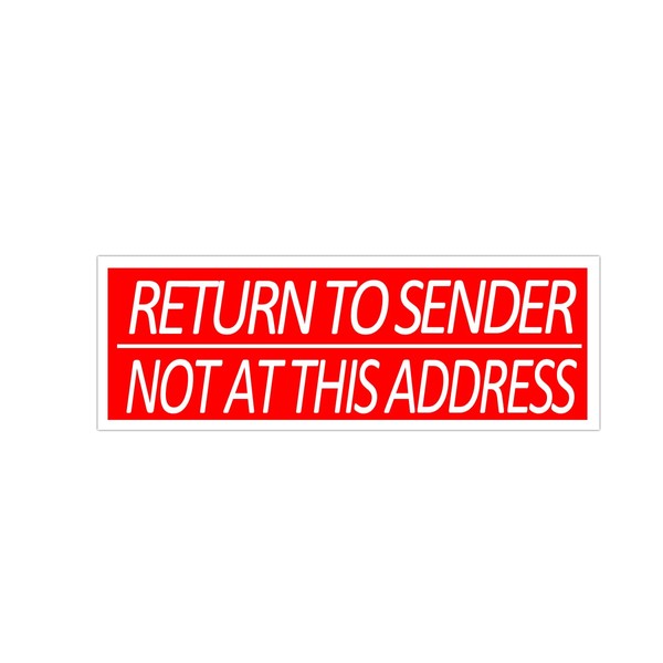 Return to Sender Not at This Address Stickers,3X1 Inch Adhesive