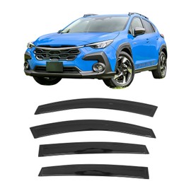 IKON MOTORSPORTS Tape on Window Visors Compatible with 2018-2023 Subaru Crosstrek & 2017-2023 Impreza Hatchback, Acrylic Smoke/Tinted Rain Guards, Side Window Wind Deflectors 4PCS