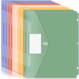 Forvencer Binder Pocket, 10 Pack Super Heavyweight Plastic Folders with Tight Closure, Binder Folders Side Loading, 3 Ring Binder Pocket, Binder Dividers with Pockets, Letter Size, Retro Series