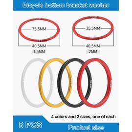 JUKOTA Pack of 8 Inner Bearing Spacer Bicycle Flywheel Washer Cassette Flywheel Hub Spacer Bicycle Bottom Bracket Axle Seal for MTB Road Bike Universal Bicycle Road Bike (1.5 mm + 2 mm)