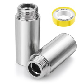 cobee Shower Head Extension Arm 2 Pieces Stainless Steel 50 mm Length 1/2 G1 Male Thread to 1/2 G1 Female Thread Reducing Coupling Straight Adapter Connector with Plumbing Tape for Fixed Shower Head