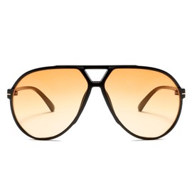 YAMEIZE Retro Pilot Sunglasses for Women Men Oversized 70s Pilot Vintage Sunglasses Double Bridge Retro Square Glasses UV400 Protection