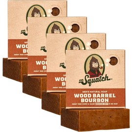4-Pack Single Scent Natural Bar Soap - Dr. Squatch:_4-Pack Wood Barrel Bourbon Natural Bar Soap