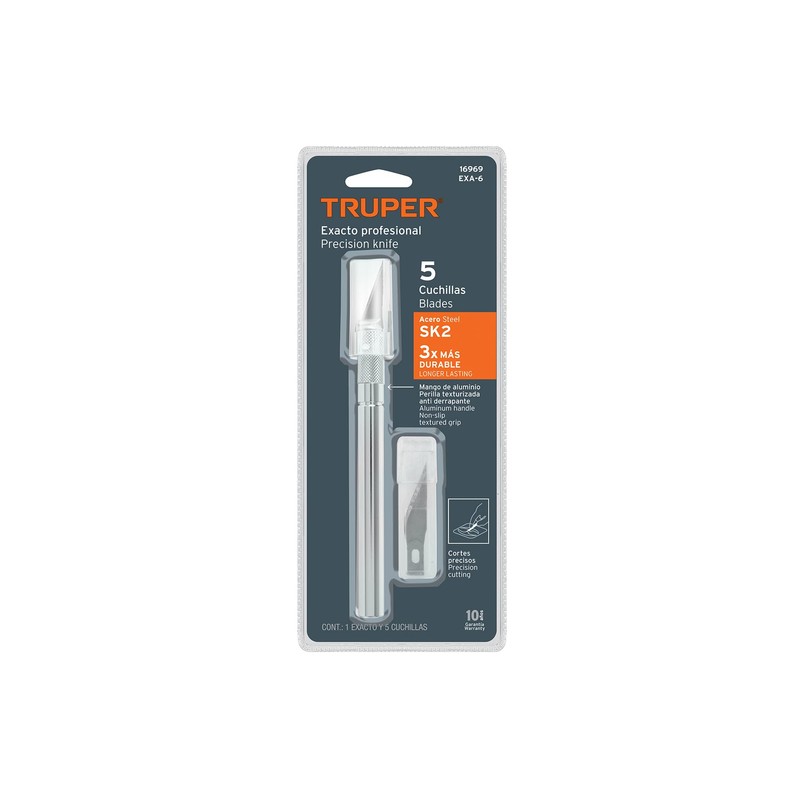 Truper EXA-6, Exacto profesional, Cuchillas fabricadas en acero SK5, 6"