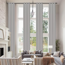 Hascemon Extra Long Blackout Curtains, Room Darkening Grommet High Ceiling Drapes, 2 Story Curtains for Living Room and Loft(1 Panel, Gray, 52"x204")
