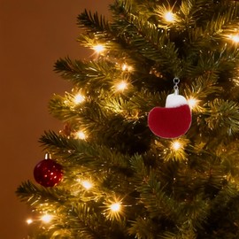 Moyubath Furry Christmas Ornaments Soft Faux Fur Boot Shape Cute Hanging Decorations for Xmas Tree Handbag Backpack Keychain for Women Girls