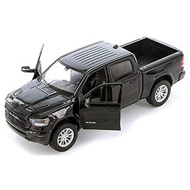 2019 RAM 1500 Laramie Crew Cab Pickup Truck Black 1/24 Diecast Model Car by Motormax 79357