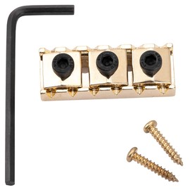 Musiclily Pro 42mm Steel Guitar R2 Locking Nut String Lock for Floyd Rose Tremolo Bridge Electric Guitar, Gold