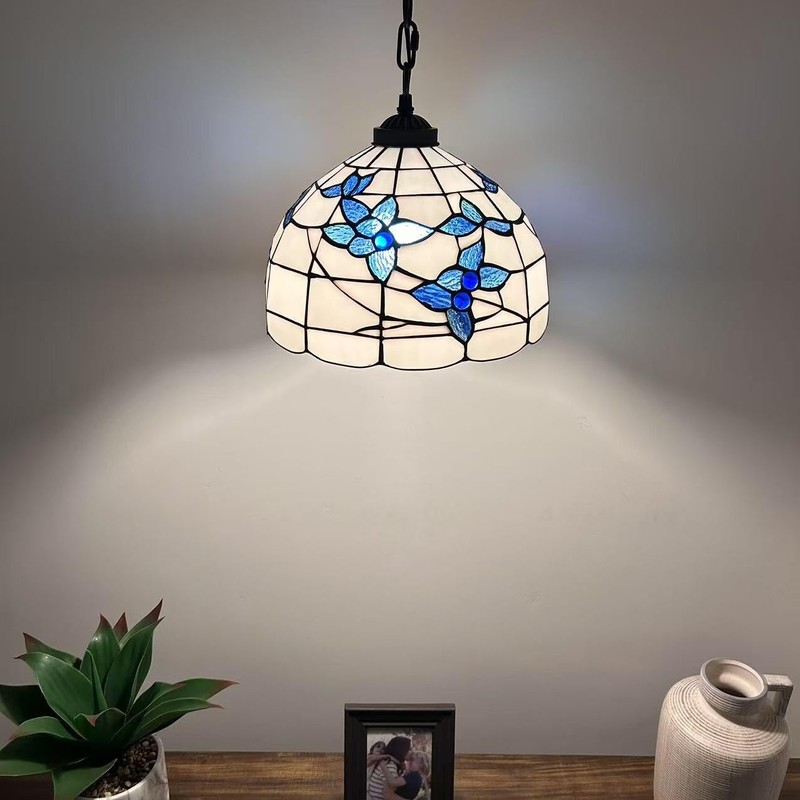 enjoy decor lamps Tiffany Pendant Lighting Plug in White Stained