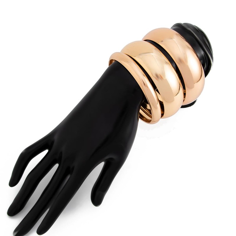 Kenjudess Chunky Gold Bangles Bracelet Set Trendy Silver Wide Cuff