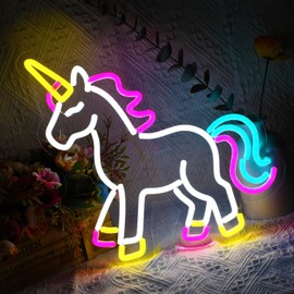 Unicorn Neon Light for Wall Decor - Unicorn Birthday Decorations, USB Powered Dimmable Night Light for Kids Room, Birthday Girl Gift