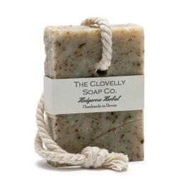 Clovelly Soap Co Natural Handmade Soap on a rope bar (Comfrey Lavender & Nettle 100g) For all skin types