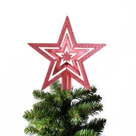 Ciieeo Christmas Tree Star Topper Mini Traffic Light Christmas Star Topper Star Decor Xmas Tree Topper 5 Point Star Tree Topper Star Top Hat Xmas Tree Star Pentagram Red Pendant