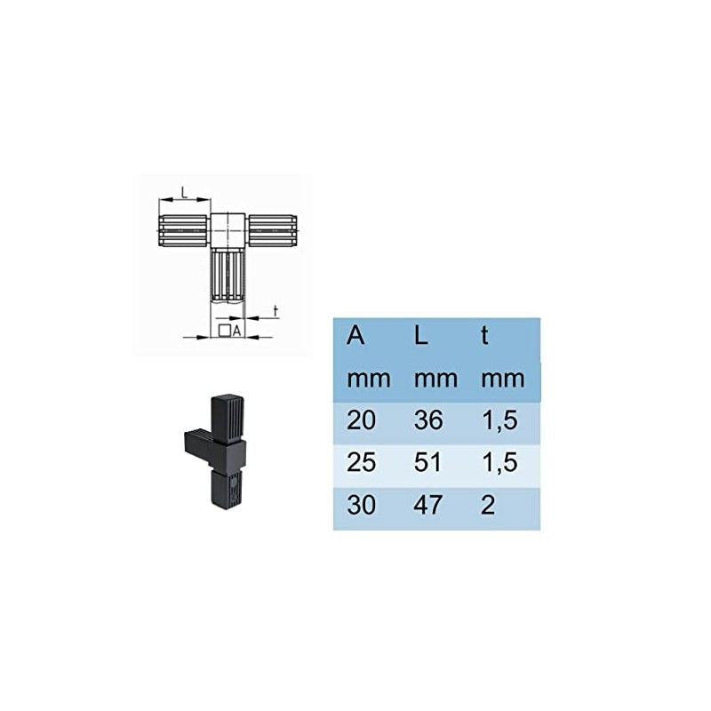 cyclingcolors Square Tube connectors 2 or 3 Way 20x20 25x25