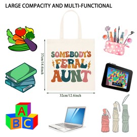 TSOTMO Somebody's Feral Aunt Tote Bag Aunt Gift Feral Auntie Gift Favorite Aunt Gift Cool Aunt Sister Gift (Feral Aunt Tote CA)