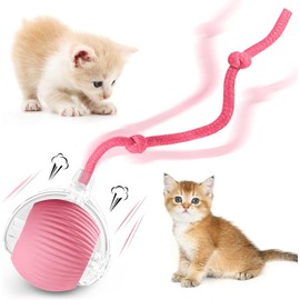 Interactive Cat And Dog Toy Ball 360 Automatic Self Moving Kitten Toy Durable Rubber Indoor Cat Exercise Boredom Relief Fun Color Pink