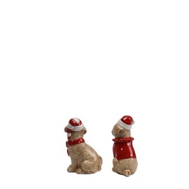 Comfy Hour Dolomite Dog Salt & Pepper Set, Brown & Red
