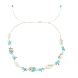 EIHI 1 Piece Shell Chain Blue Shell Chain Women's Adjustable Shell Key Leg Necklace for Women Beach Jewellery Seaside Single