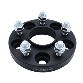 2Pcs 20mm Black Hubcentric Wheel Spacers 5x108mm 10 x Lug Bolts M12x1.5 Hub Bore 63.3mm Fits for Ford Focus ST 225 ST225