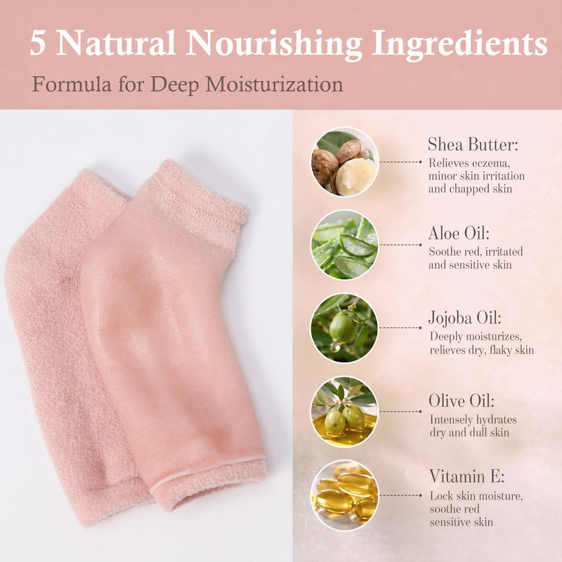 Toeless Moisturizing Gel Socks for Dry Cracked Heel Feet Women
