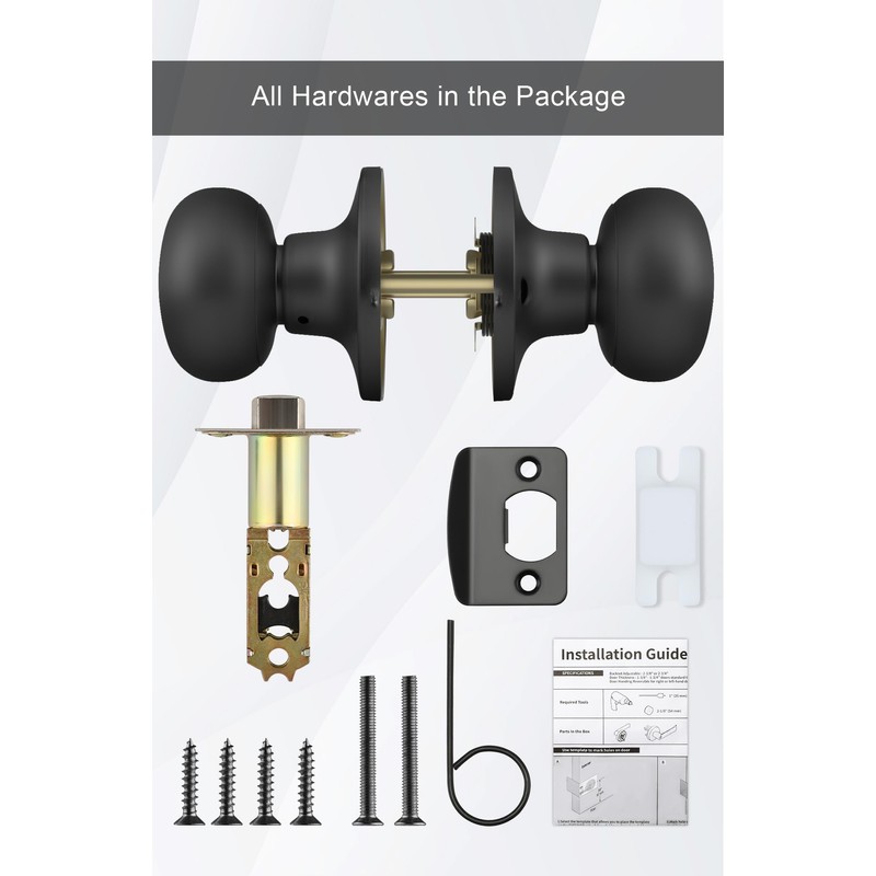 Goldenwarm Black Closet Door Knobs, Passage Door Knobs, Matte Black