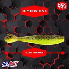 NetBait HexTek Supercharged with BAITFUEL 4.25'' Whip Tail Shad - Paycheck