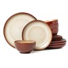 Pokini Stoneware Dinnerware Set Service for 4, 12 pcs Reactive