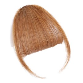 Lenaqueen Clip in Bangs 100% Human Hair Clip in bangs Hair Extensions Fake Bangs Wispy Bangs Hair Clip Fringe With Temples Hairpieces Curved Air Bangs For Daily Wear (Blonde, Wispy Bangs)